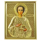 Ikone "Heiliger Pantaleon" mit Metall Oklat, 11 x 13,3 cm