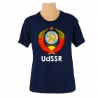T-Shirt mit Schriftzug in englisch: "UdSSR"/ mit dem Wappen der UdSSR/ blau