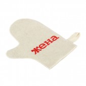 Handschuh für Sauna aus Filz mit Stickerei "Ehefrau", weiß