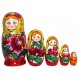 Steckpuppe "Majdanovskaja" 5 Puppen rot-gelb Familie