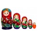 Steckpuppe "Majdanovskaja" 5 Puppen blau-rot Familie