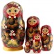 Matryoshka 5 Stück mit rotgoldenen Blüten