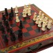 Schachspiel Set Holzbox ca. 26x25x6,5 cm mit 32 Chinesische Spielfiguren, rot 