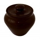 Горшочек пищевой, глиняный 0,25 л., цвет черный янтарь SB-11594