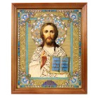 Икона "Господь Вседержитель", деревянная рамка, 20,4 x 24,2 см